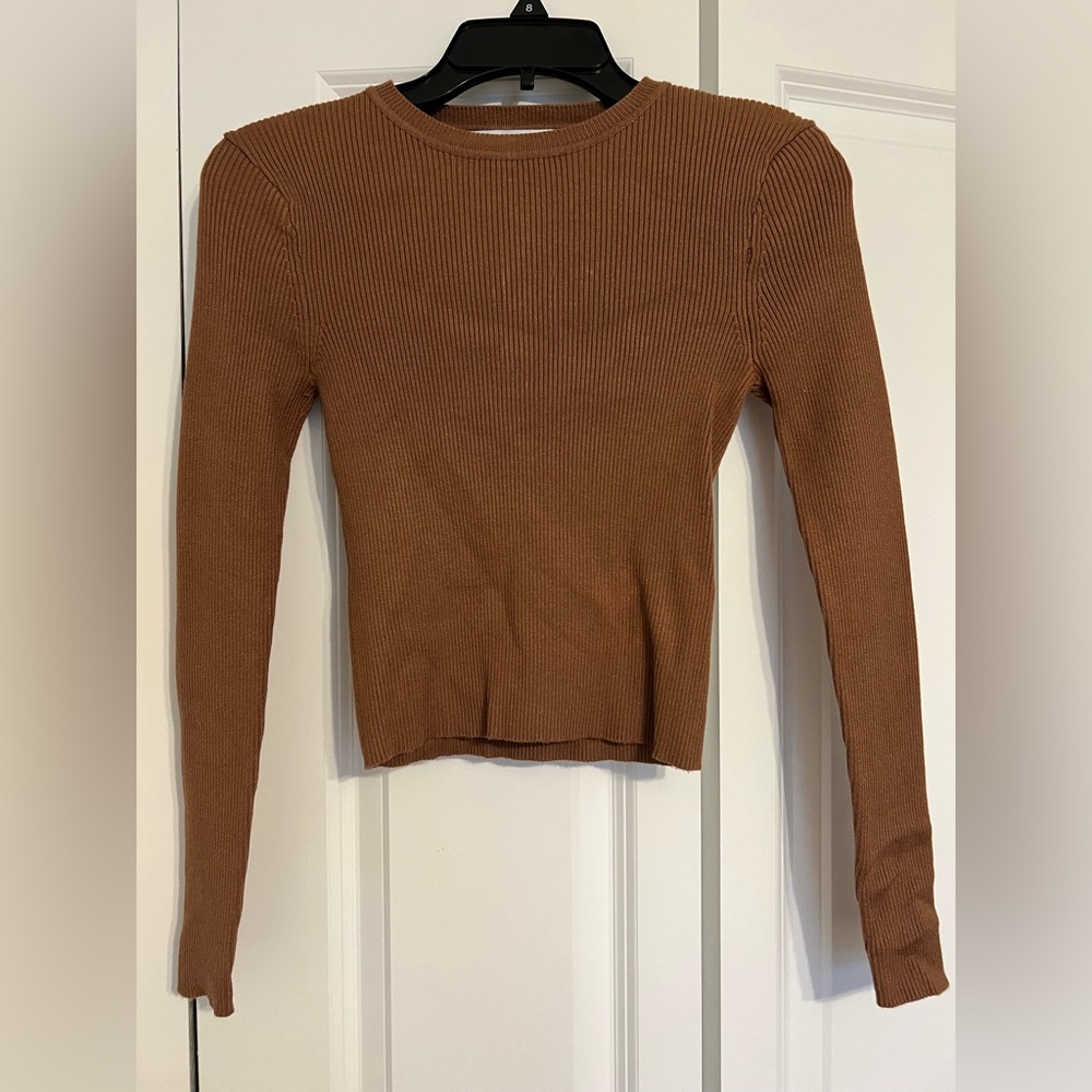 Zara Brown Ribbed Sweater